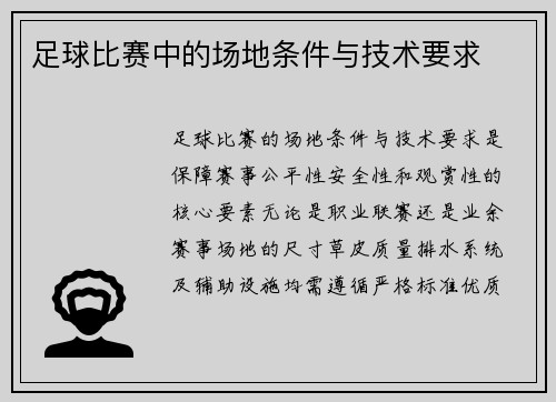 足球比赛中的场地条件与技术要求